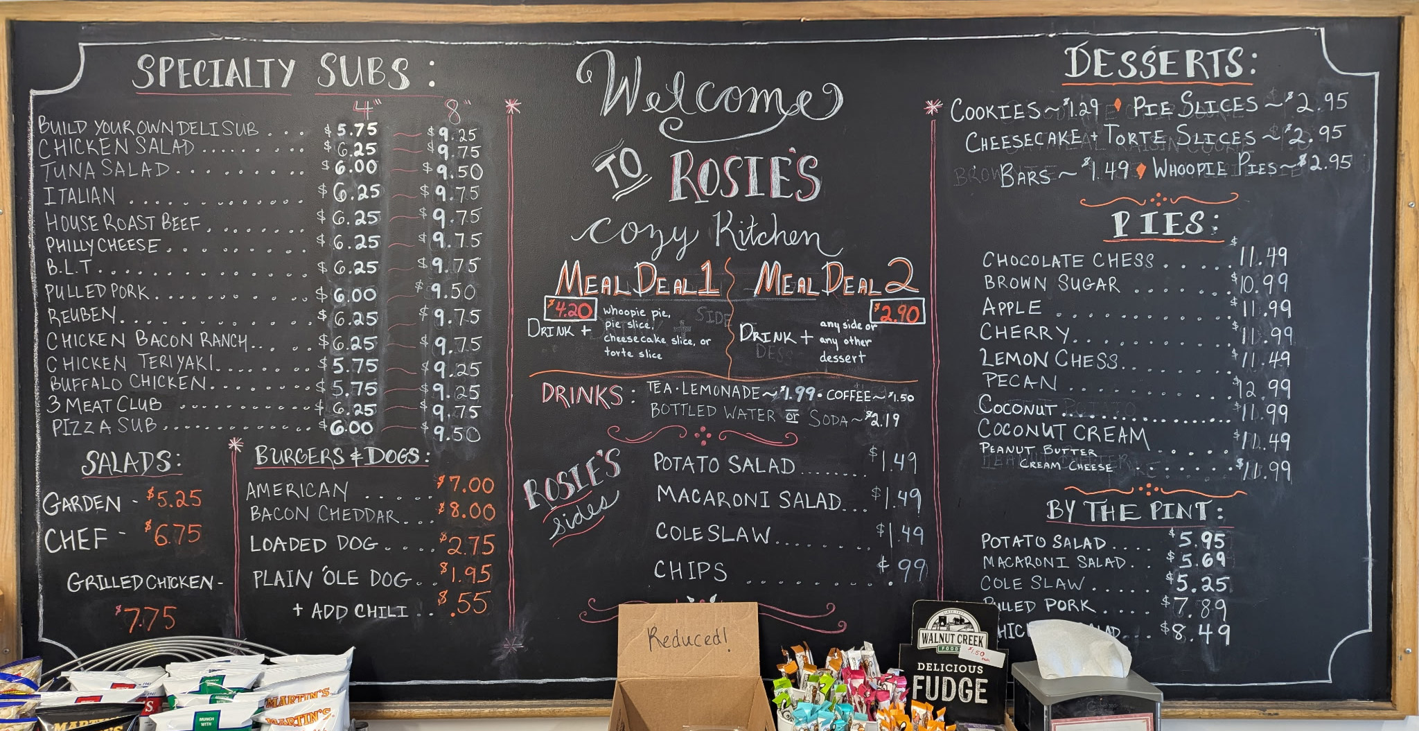 Rosies Cozy Kitchen Menu